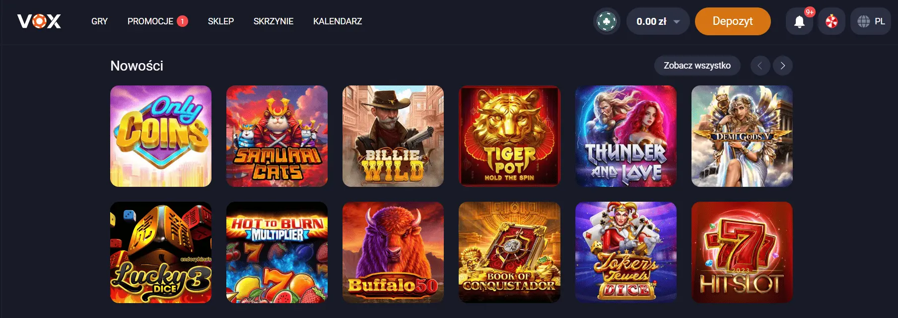 VOX Casino depozyt